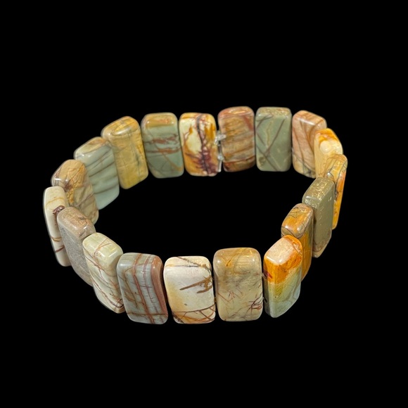 NWT Chunky Jasper Stone Elastic Stretch Bracelet Handmade by Native Sky - Picture 4 of 6